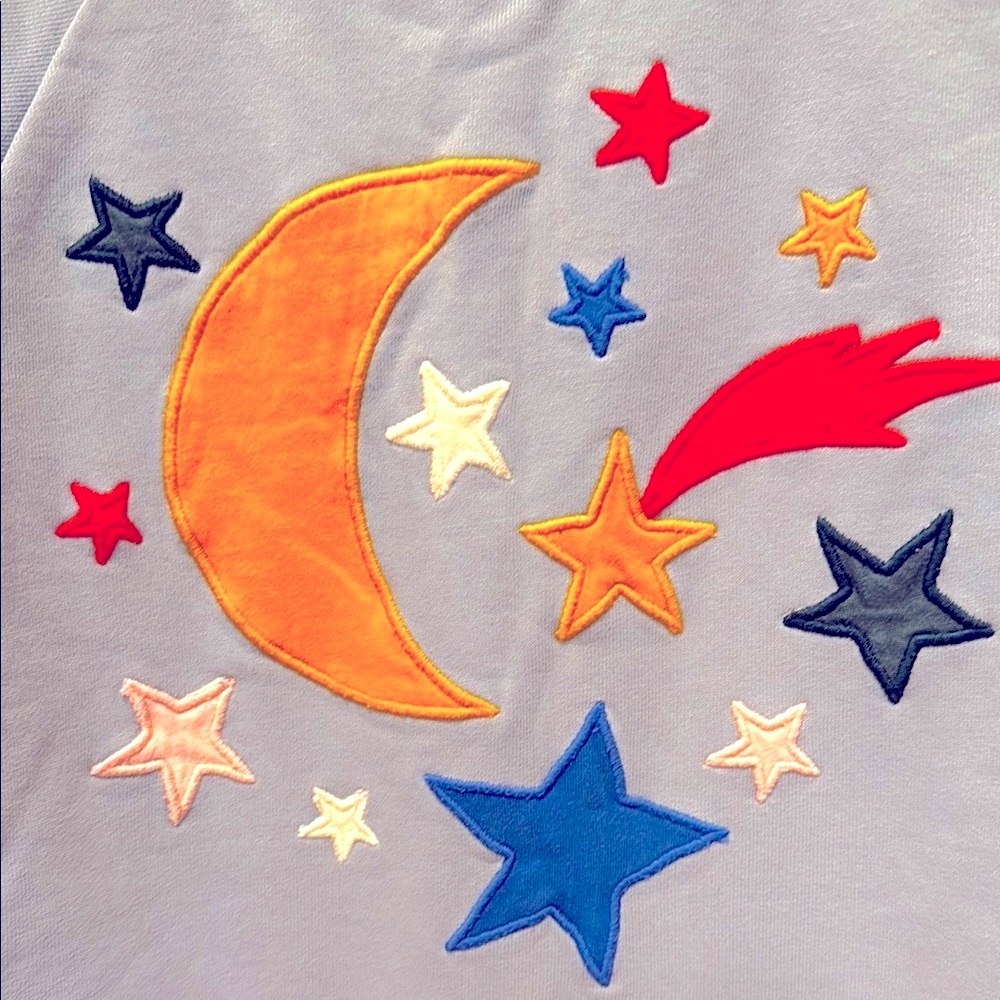 Hanna Anderson Blue Celestial Cotton Sweatshirt with Moon and Stars - Picture 3 of 3